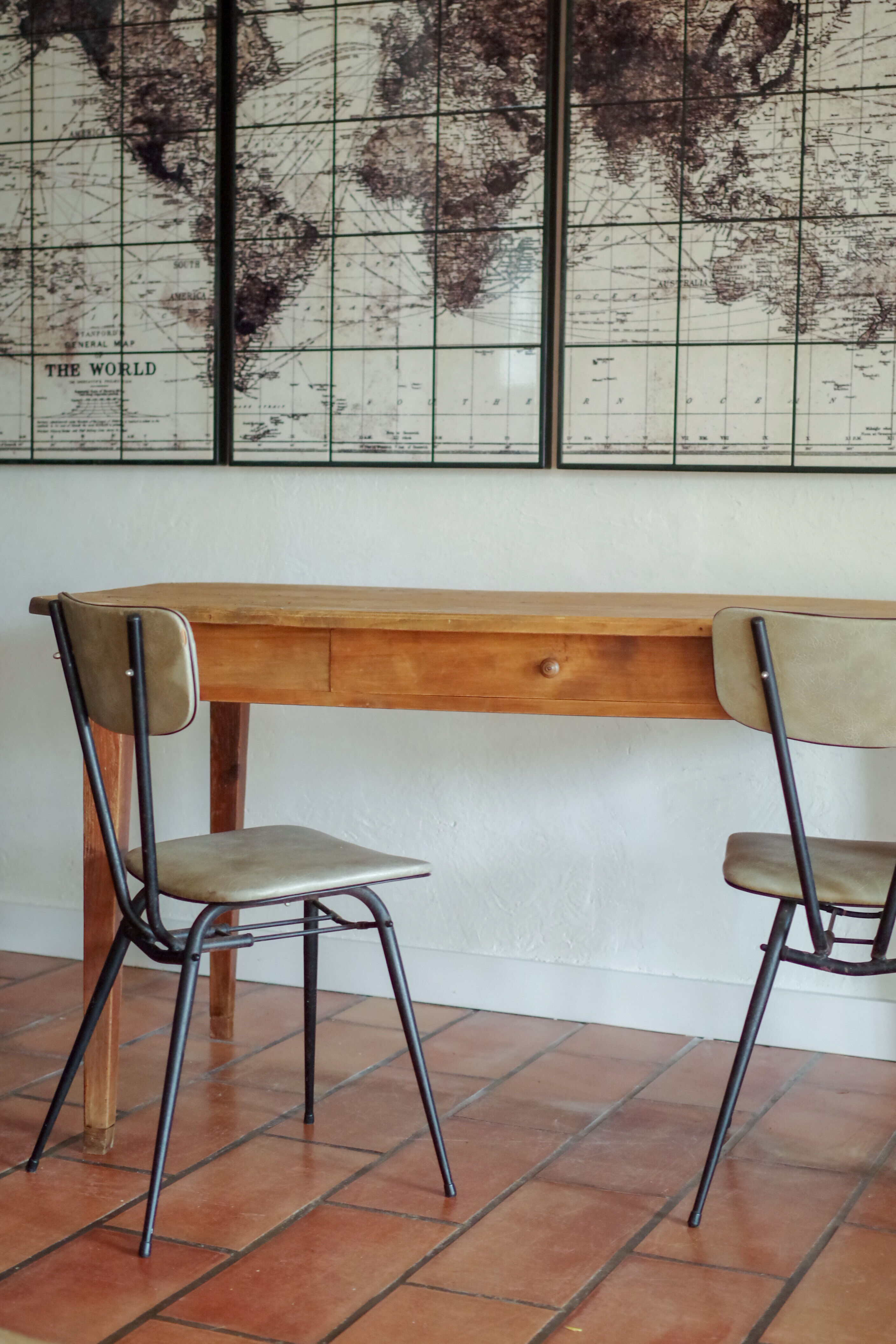 Old wooden farm table