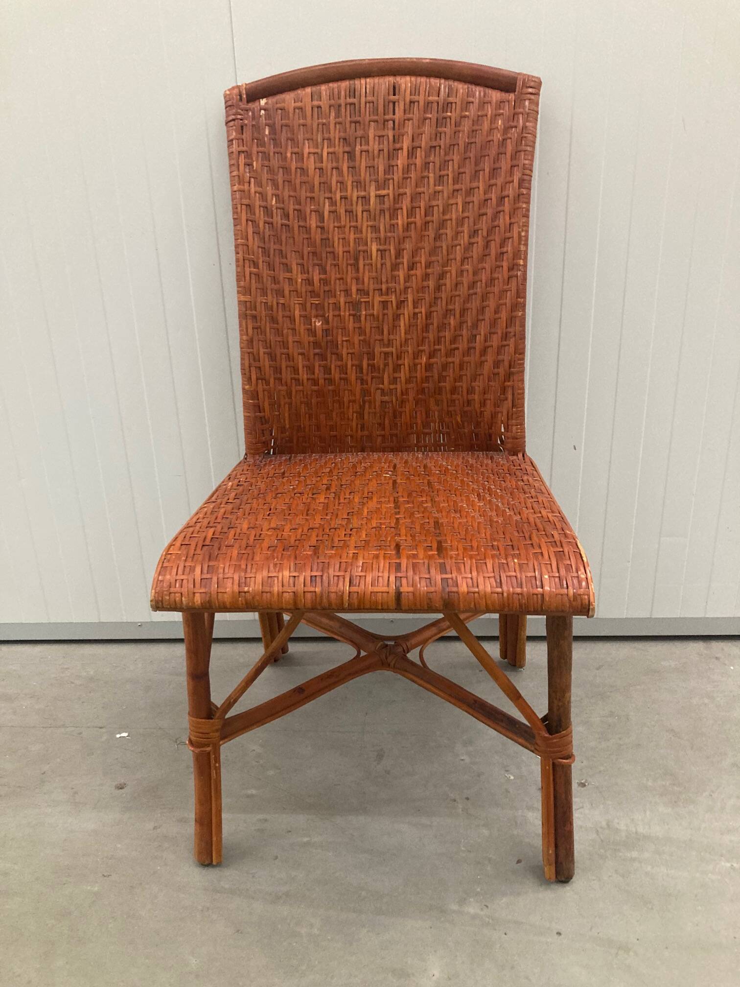 Vintage tropical boho rattan dining chairs