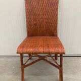 Vintage tropical boho rattan dining chairs