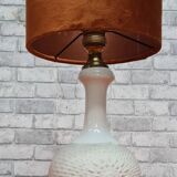 Ceramic lamp 1960 to 70 with velvet lampshade