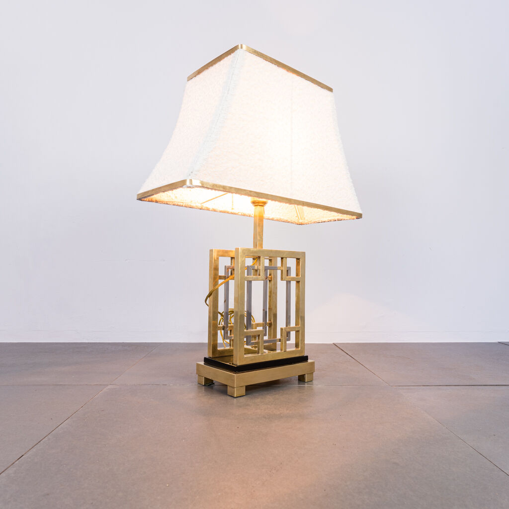 Golden metal table lamp from the 70s