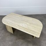 Table basse travertin rectangle bords arrondis