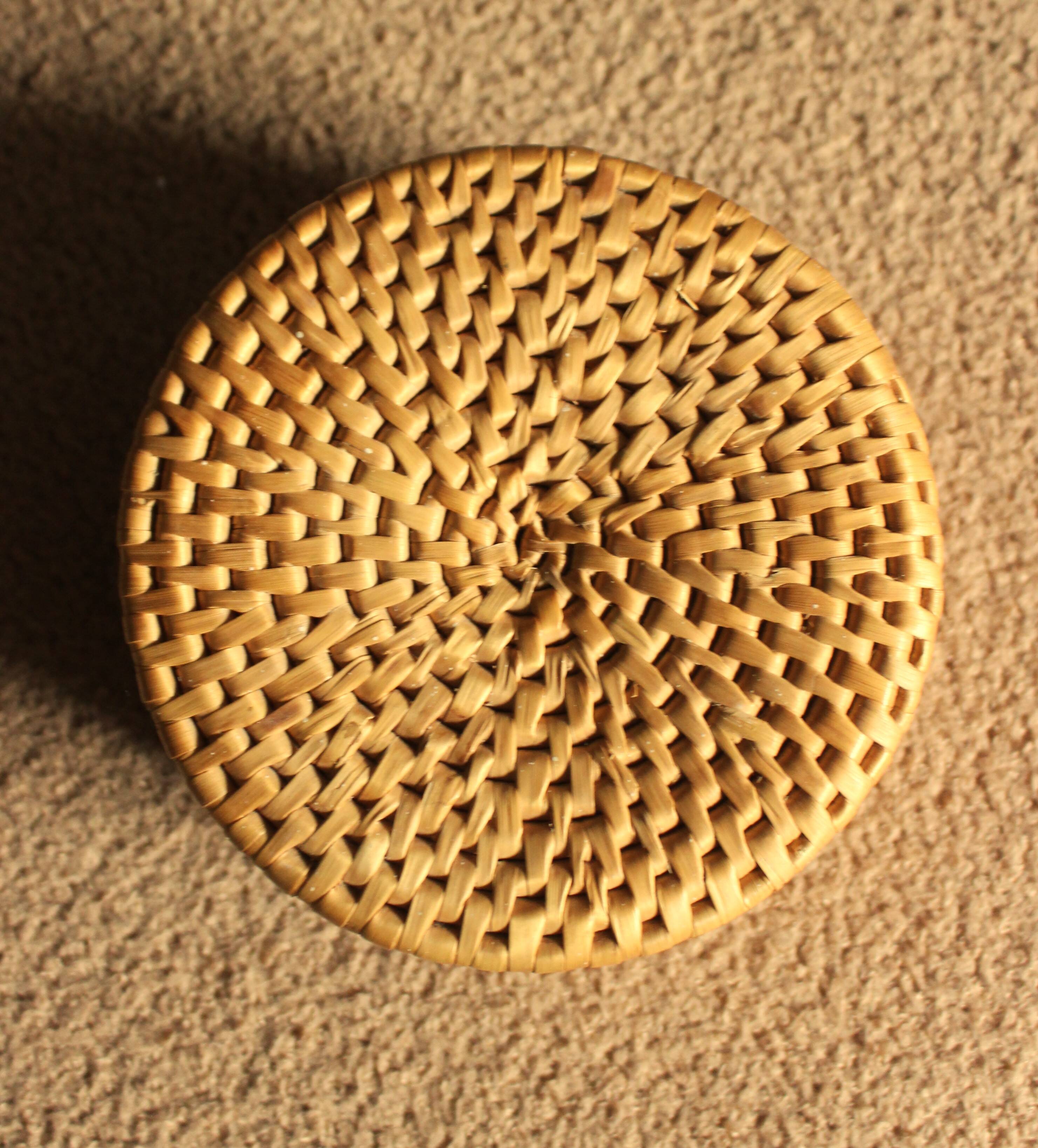 Vintage round wicker basket