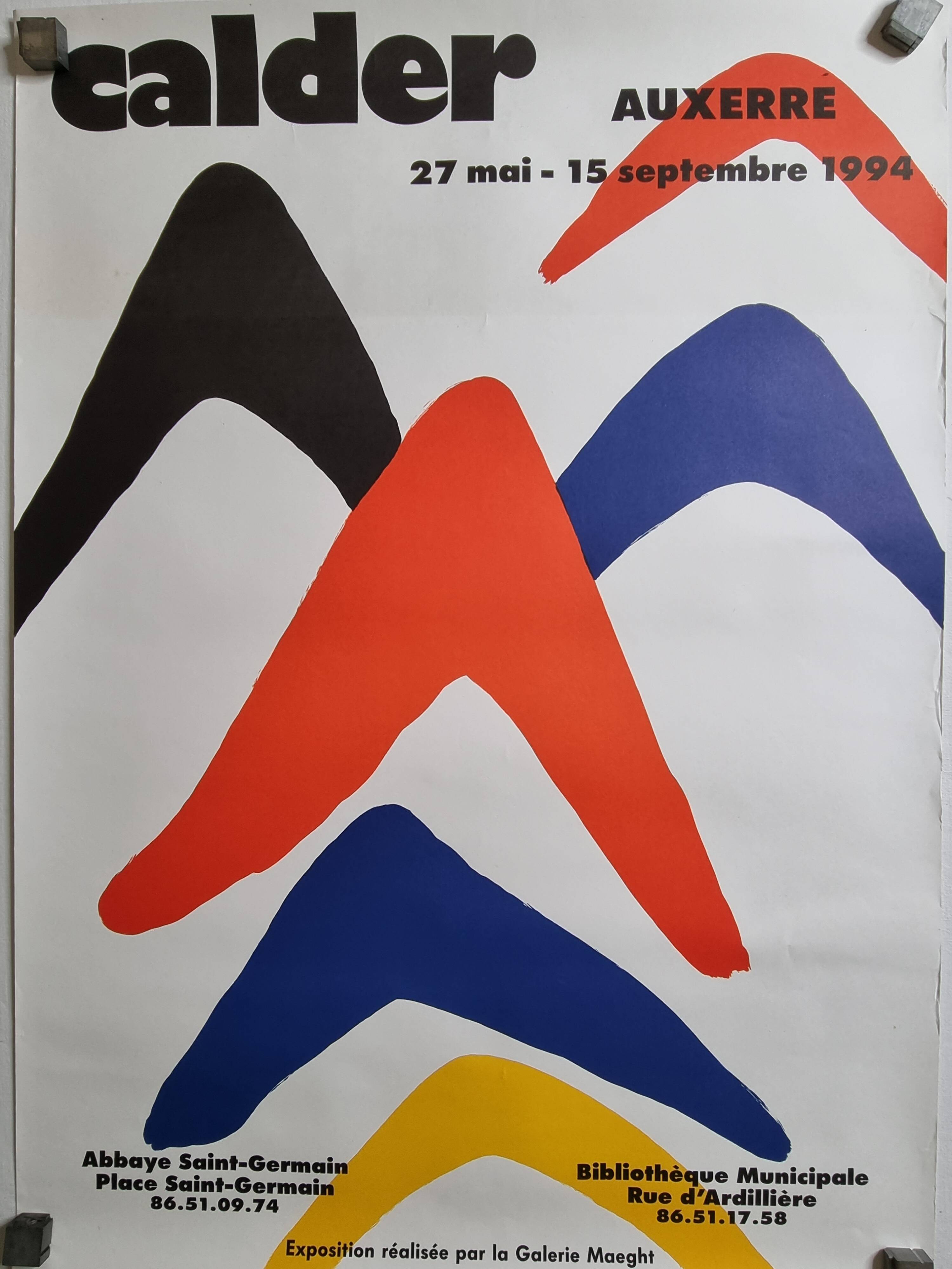 Affiche vintage d'après Calder, 1994, Auxerre, Galerie Maeght