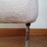 Armchair 60s chrome metal fabric buckle