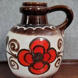 West Germany: Very large glazed ceramic vase - brown