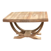 Table à manger art déco extensible rénovée en noyer massif pied central 193