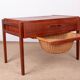 Vintage Danish sewing cabinet, known as "Travailleuse", teak and rattan from the 1960s.
