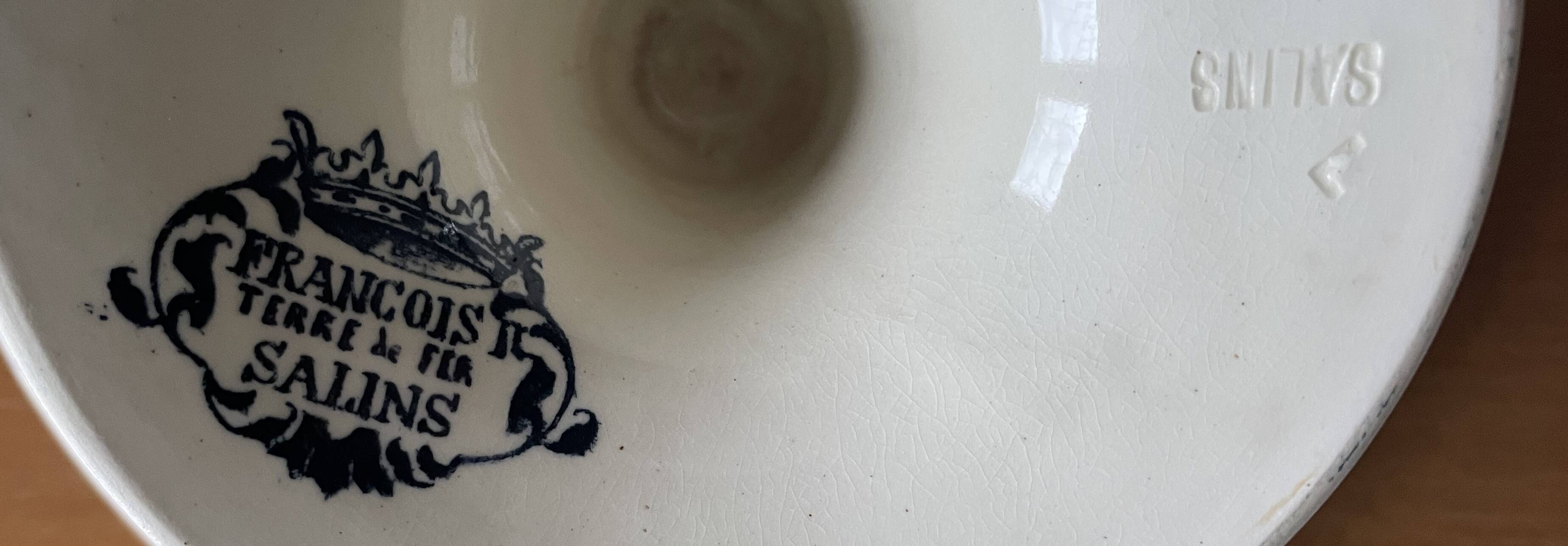 Antique compote dish in earthenware from Salins-lès-Bains (Jura)