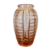 Vase en verre rose art déco