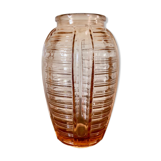 Art deco pink glass vase