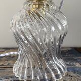 Vintage portable lamp in electrified chiseled glass to nine