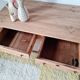 Table de ferme basse en bois 2 tiroirs