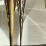 6 Vintage Silver-Plated Brass Champagne Flutes