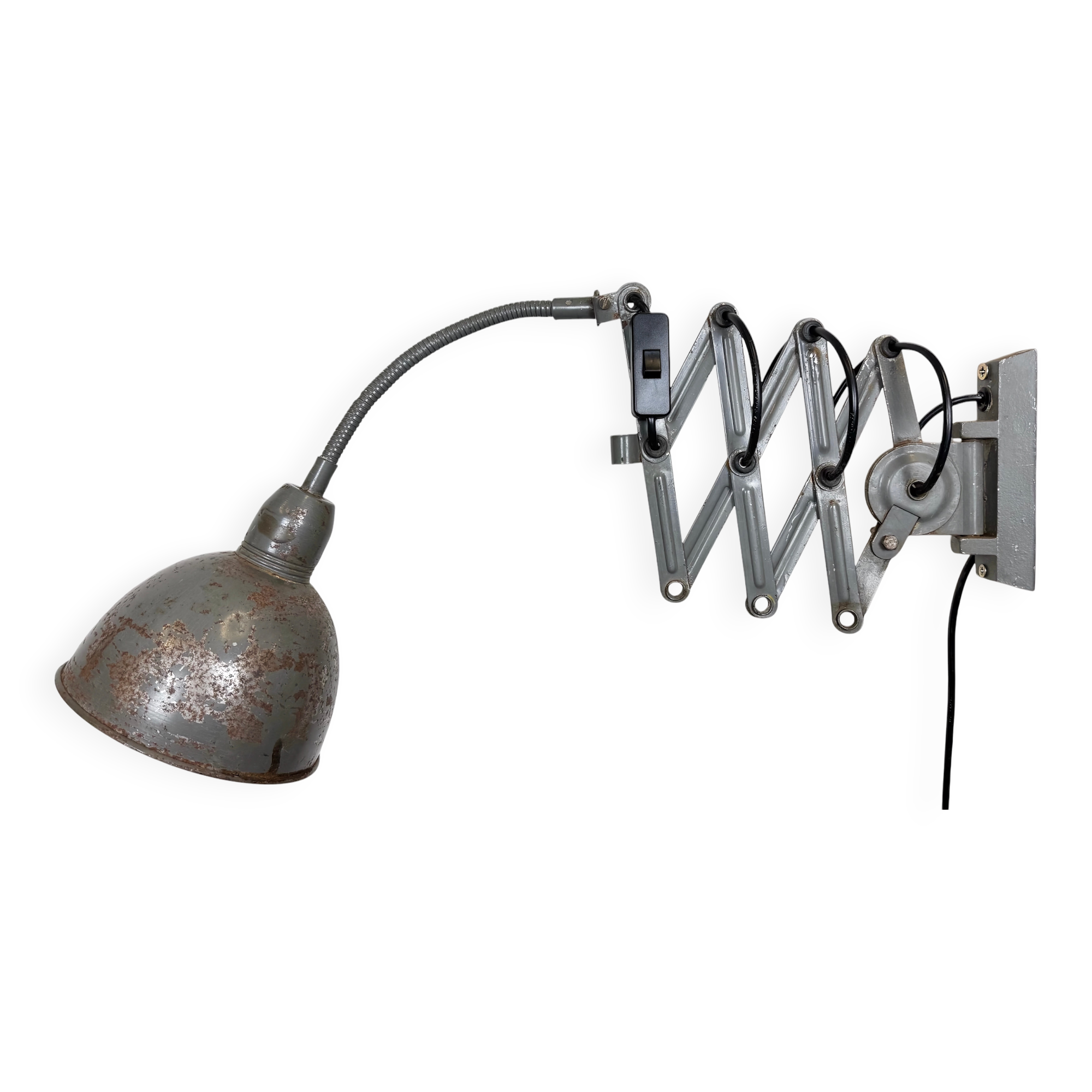 Grey Industrial Scissor Wall Lamp from Elektroinstala, 1960s