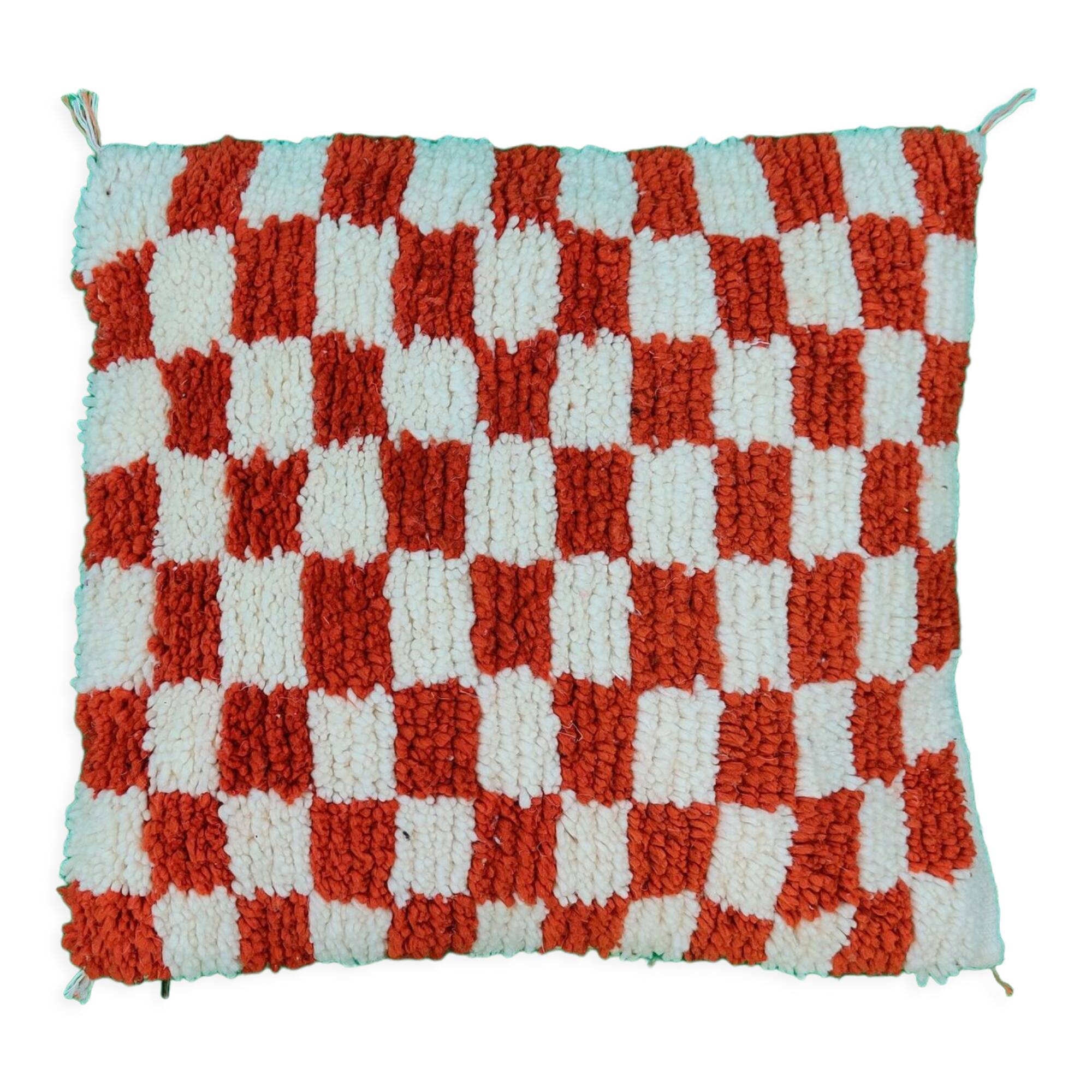 Berber cushion red chessboard Beni Ouarain