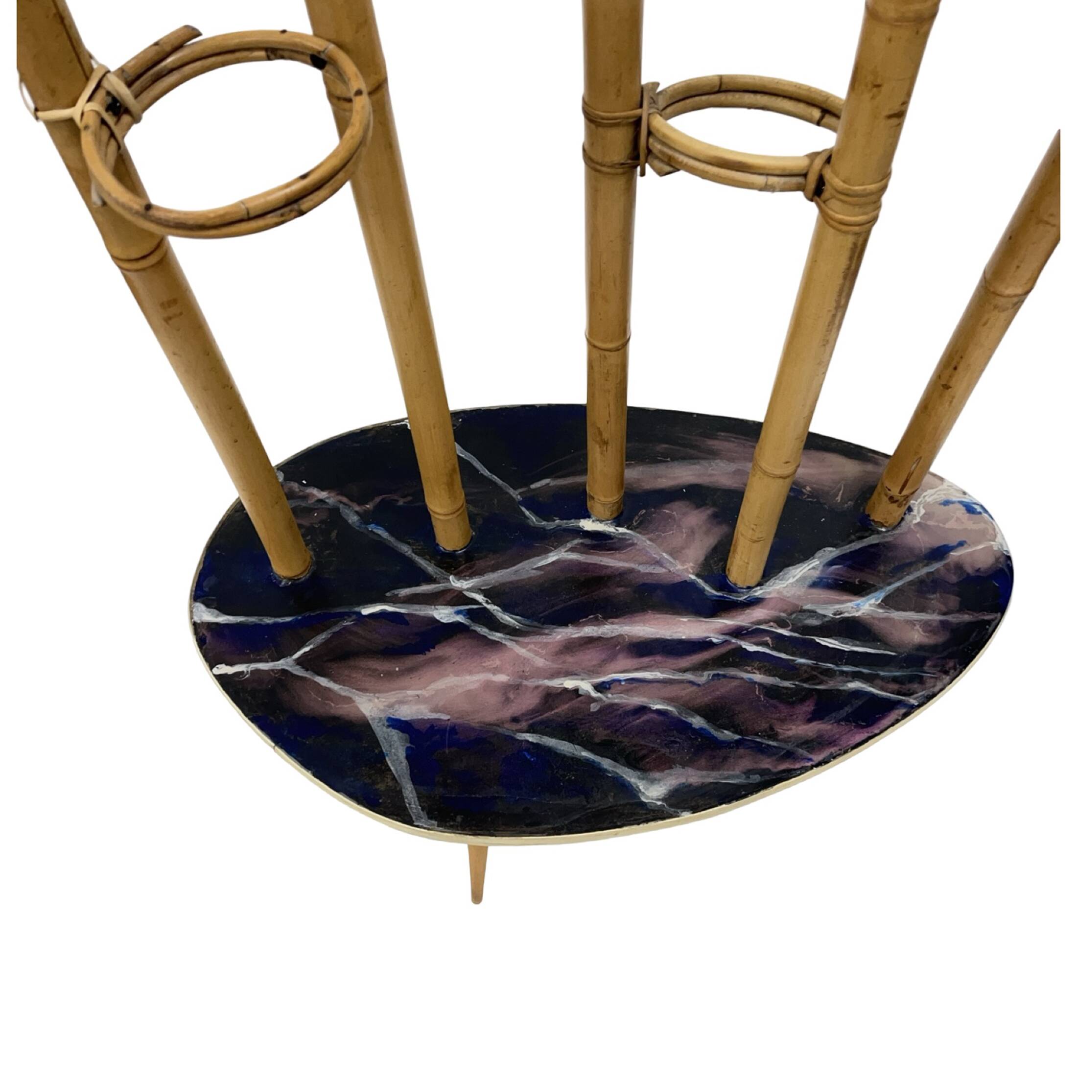 Mid-Century Modern Plant Stand – Europe, 1960s-1970s, Bamboo & Artistic