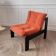 Fauteuil velours orange années 80