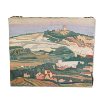 Huile sur toile signée, paysage