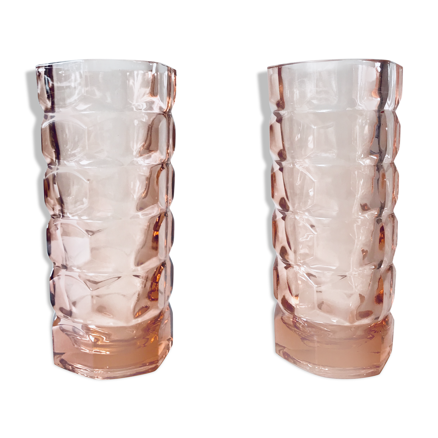 Pair of pink glass vases