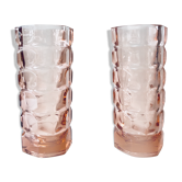 Paire de vases en verre rose