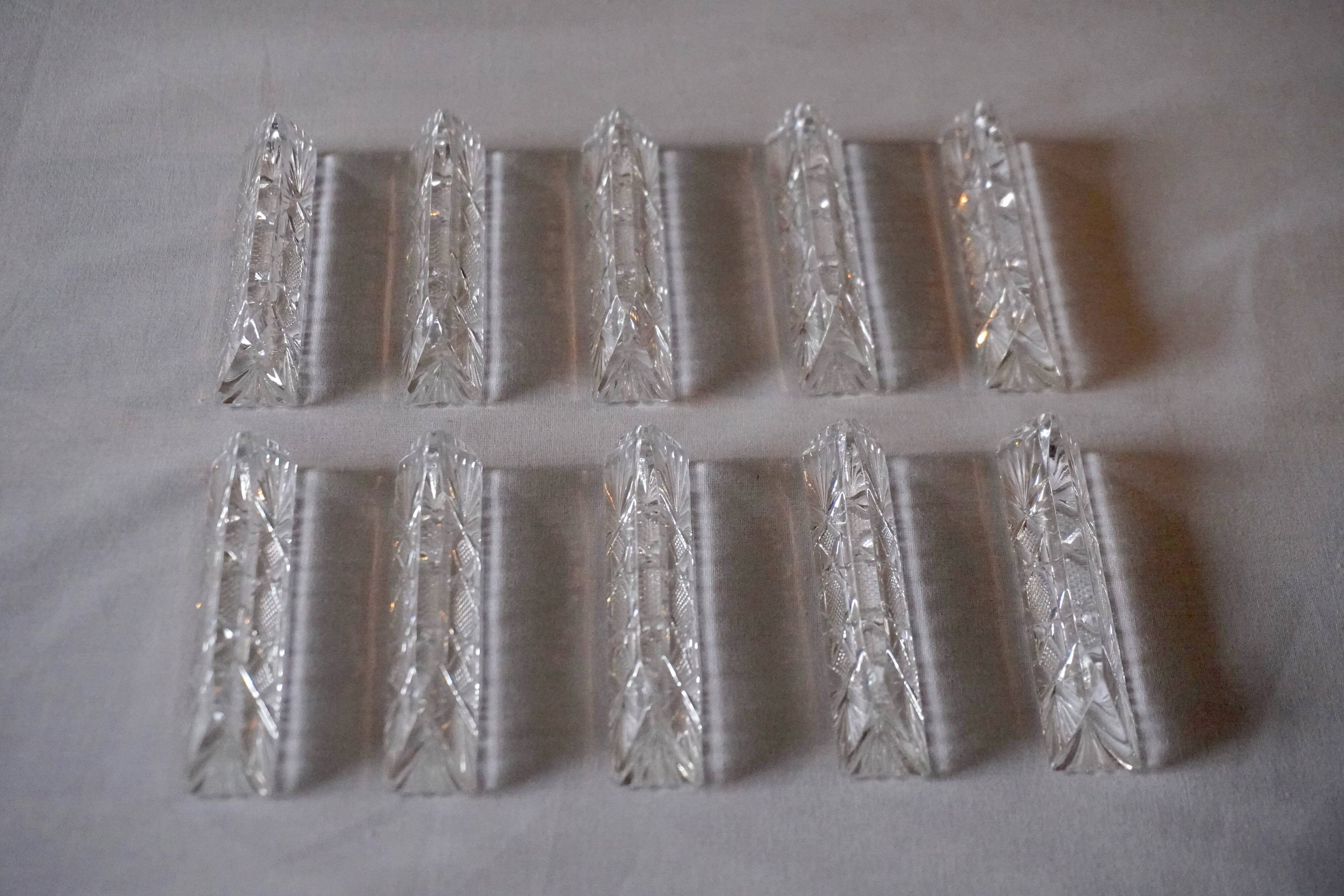 Set of 10 crystal knife rests