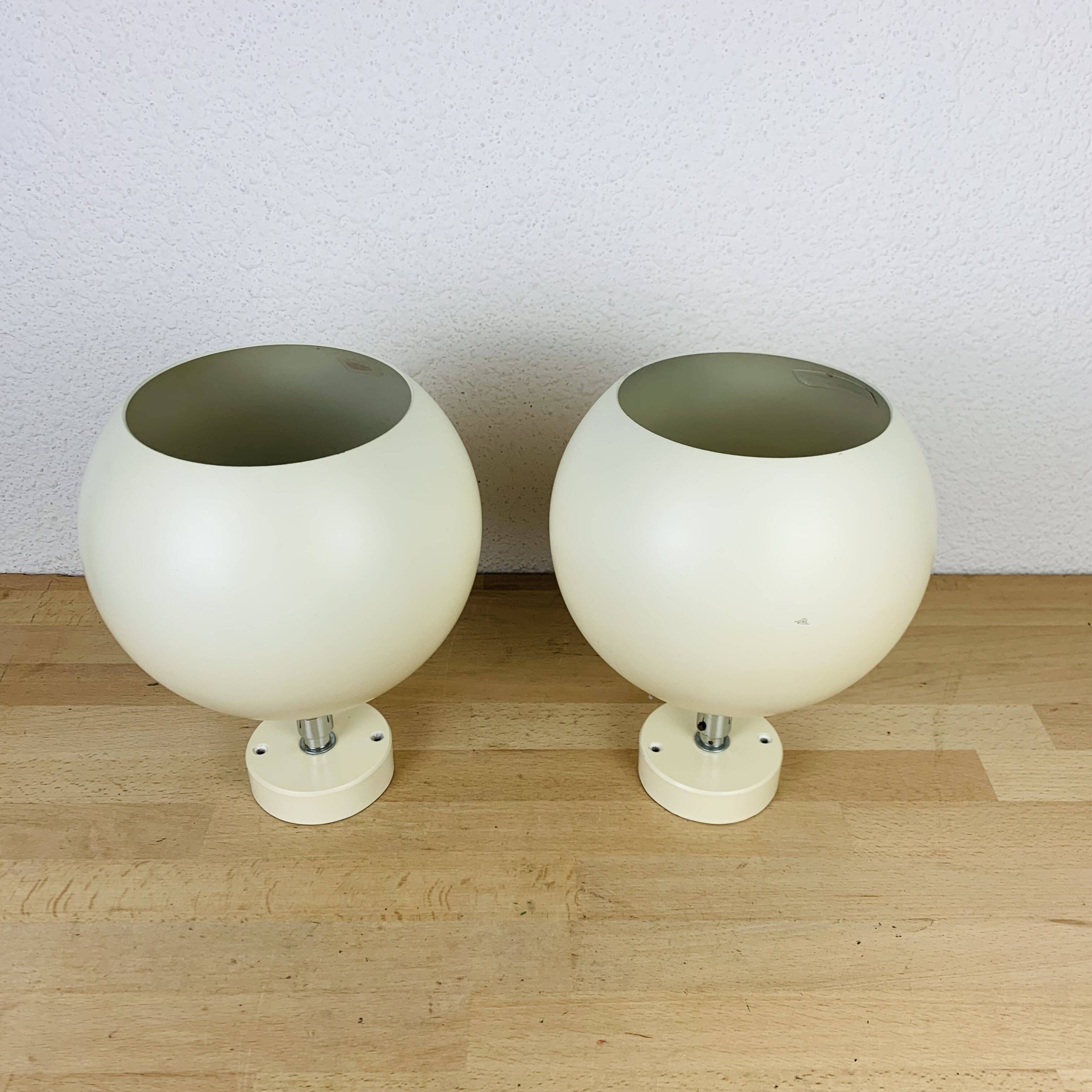 Paire d'appliques spots eyeball orientable, style space age, 70