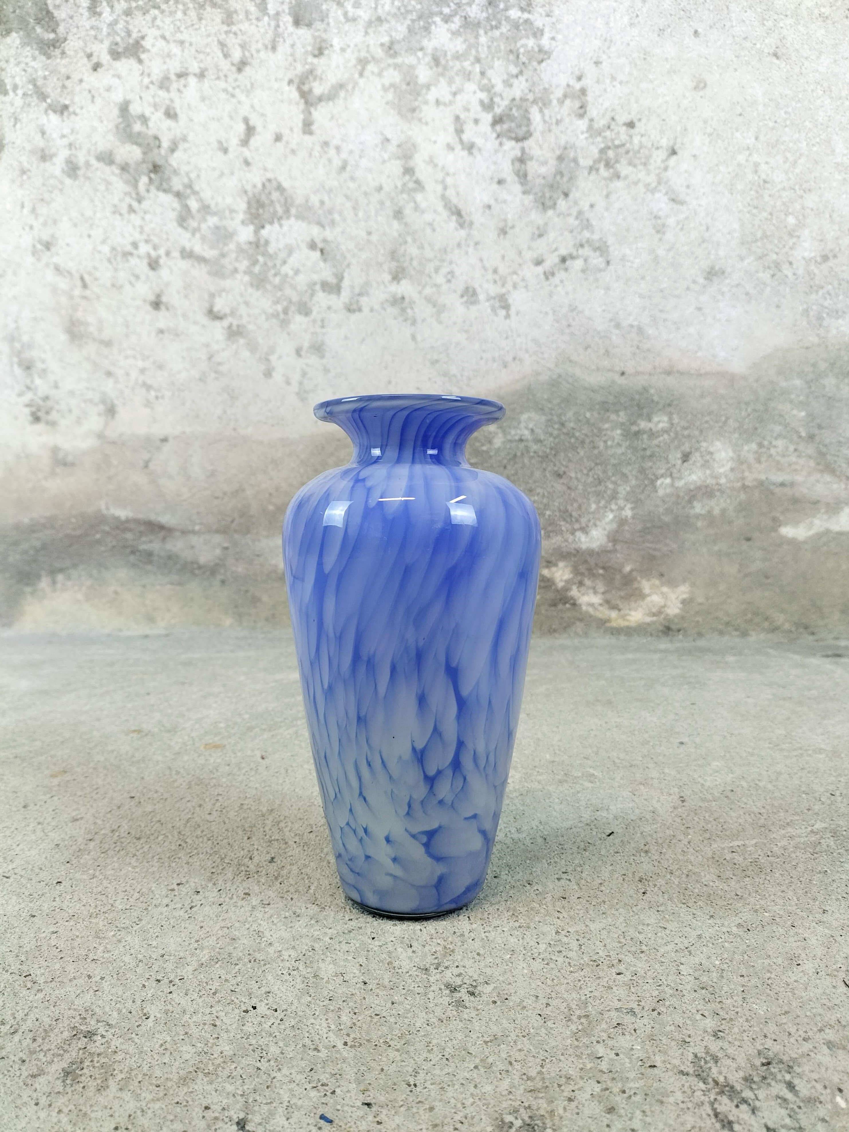 Small blue blown glass vase