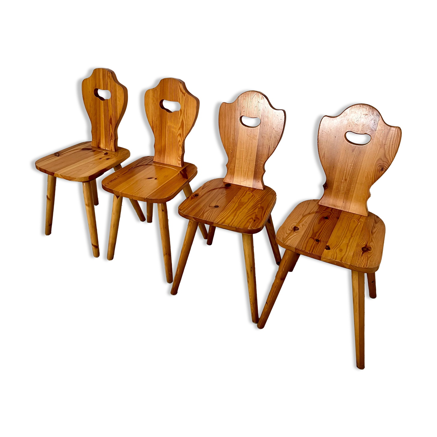 Lot 4 old farm chairs 60 vintage years