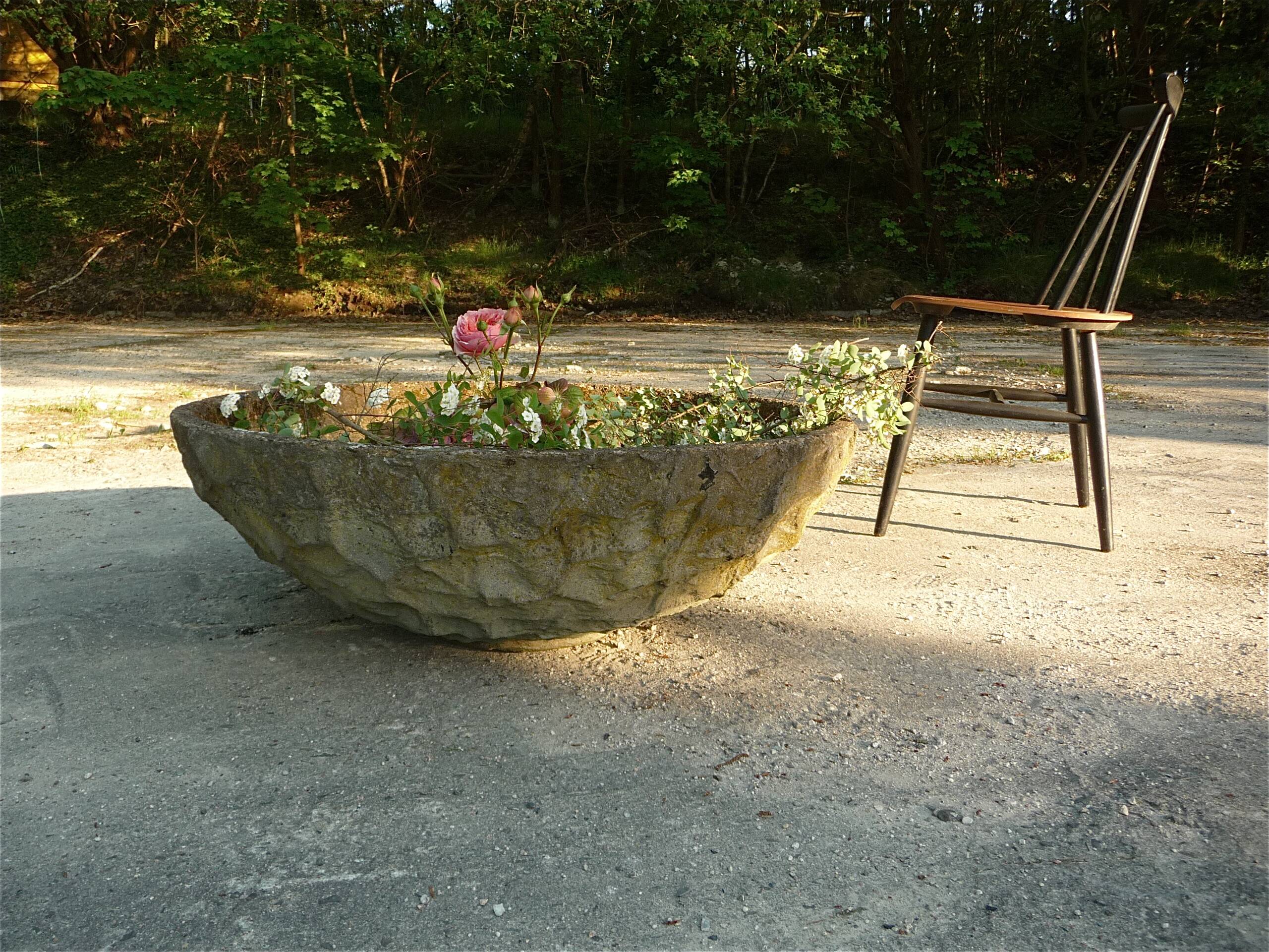 Large brutalist design garden planter bowl, germany 1960s