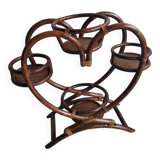 Vintage rattan heart plant holder