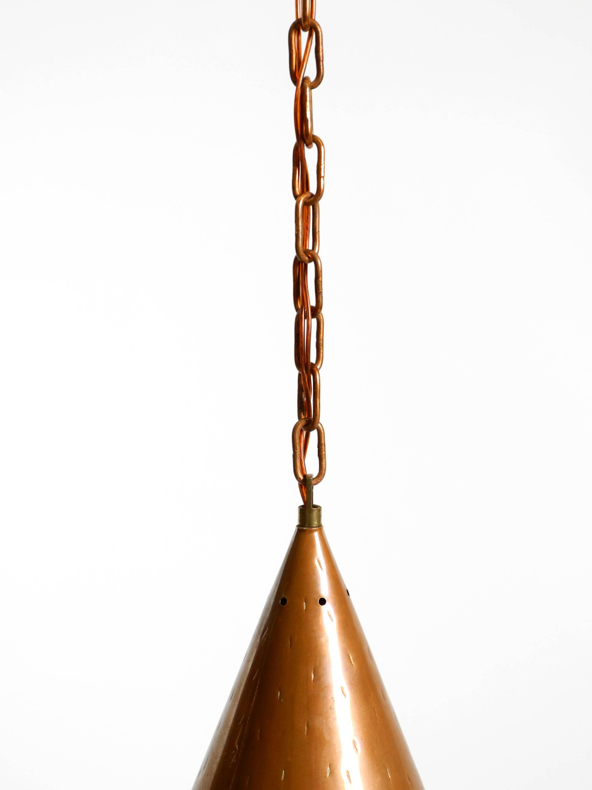 1960s cone pendant lamp in copper by th. valentiner copenhagen denmark
