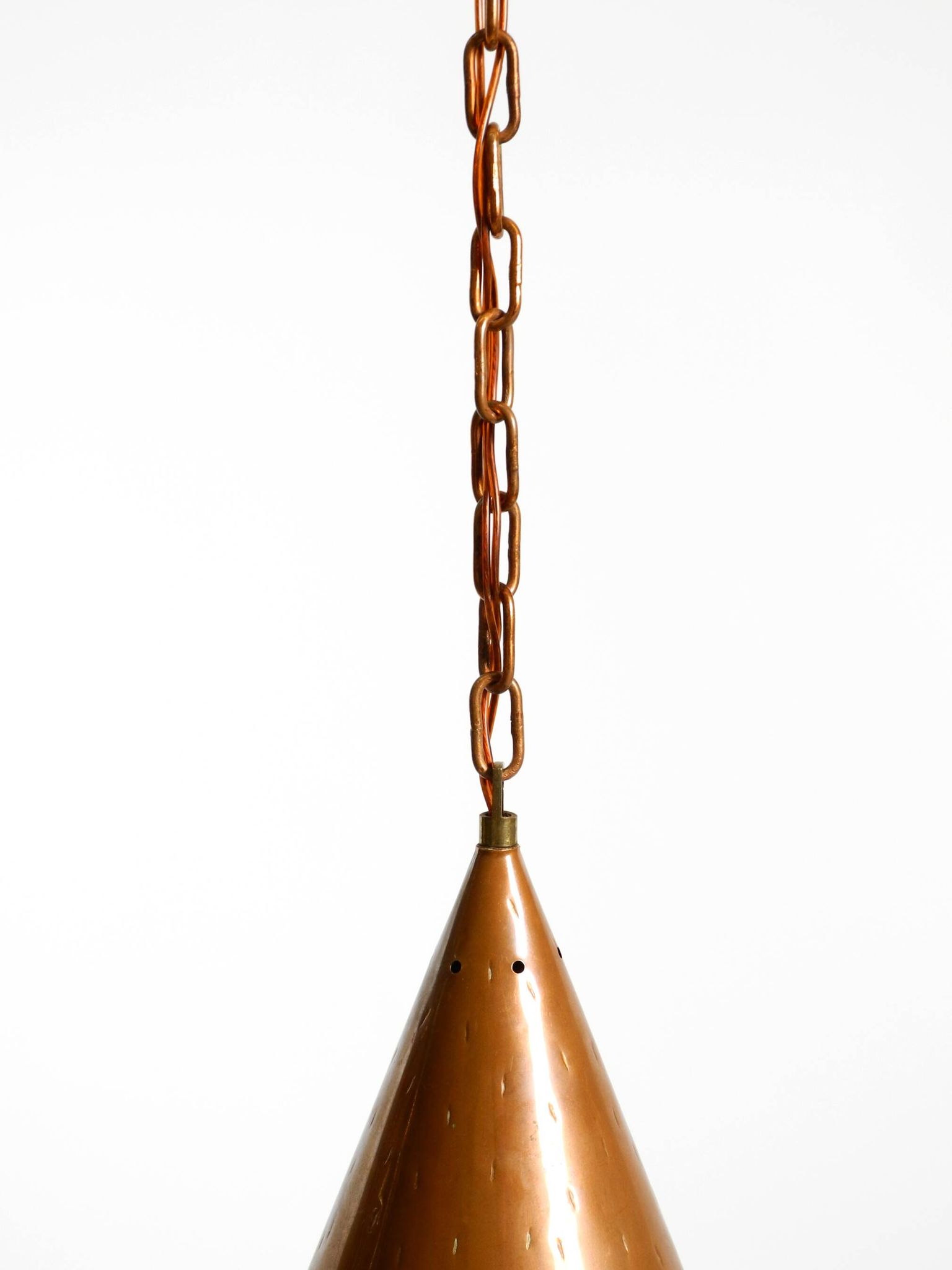 1960s cone pendant lamp in copper by th. valentiner copenhagen denmark