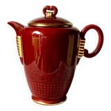 Antique Saint Clément coffee pot in burgundy and gold