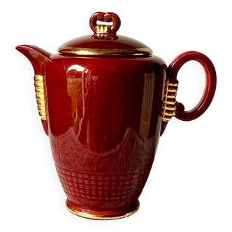 Cafetière ancienne Saint Clément bordeaux et or