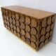 Brutalist Italian Chestnut Wood and Brass Bar Cabinet, 1970s