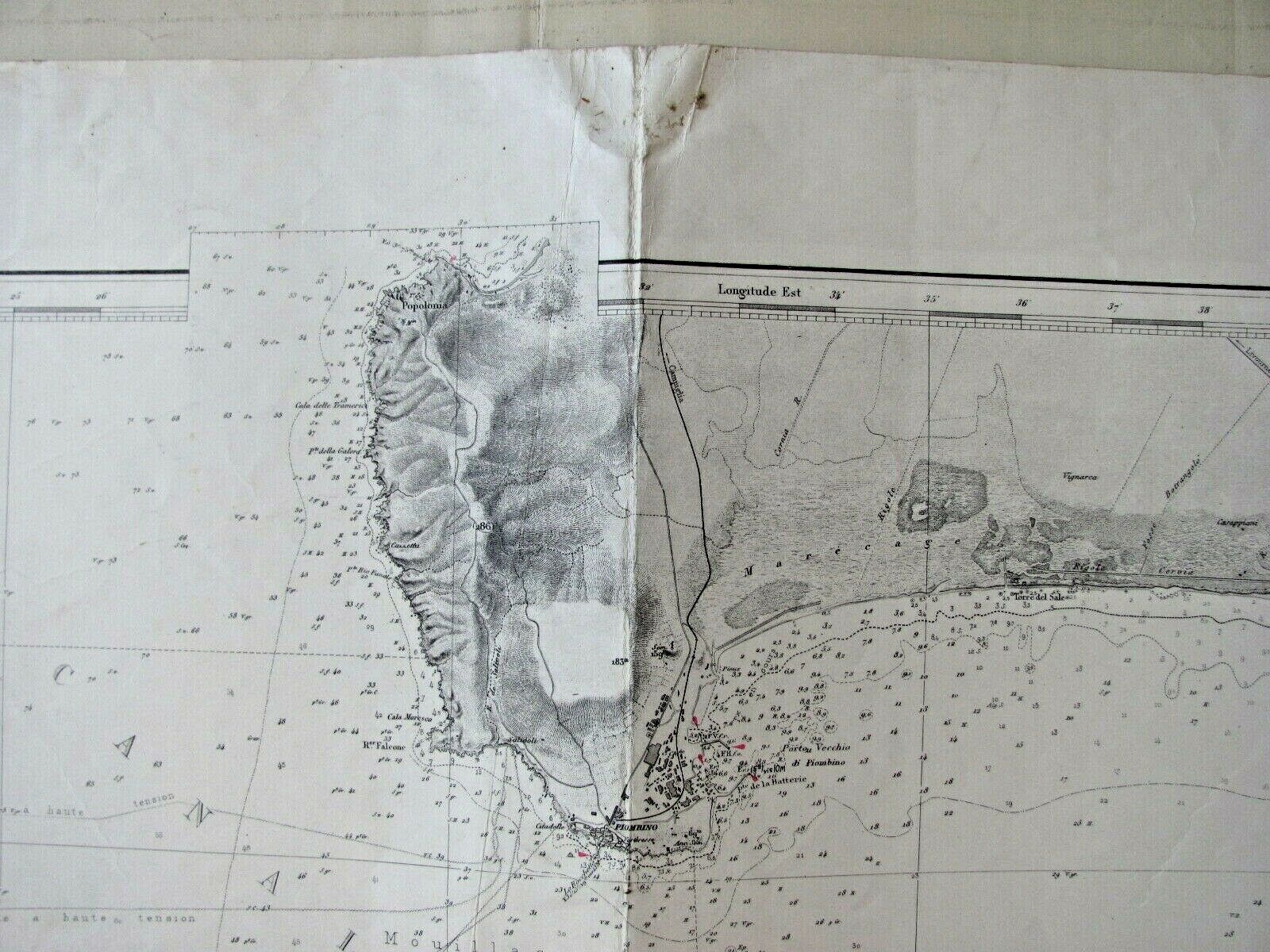 Nautical chart - Elba Island - From Popolonia to Troja Island - Italy