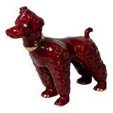Burgundy and gold ceramic dog