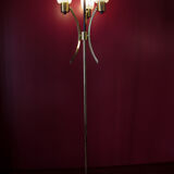 Arlus lamp in brass, satin lacquer metal and engraved glassware 1950