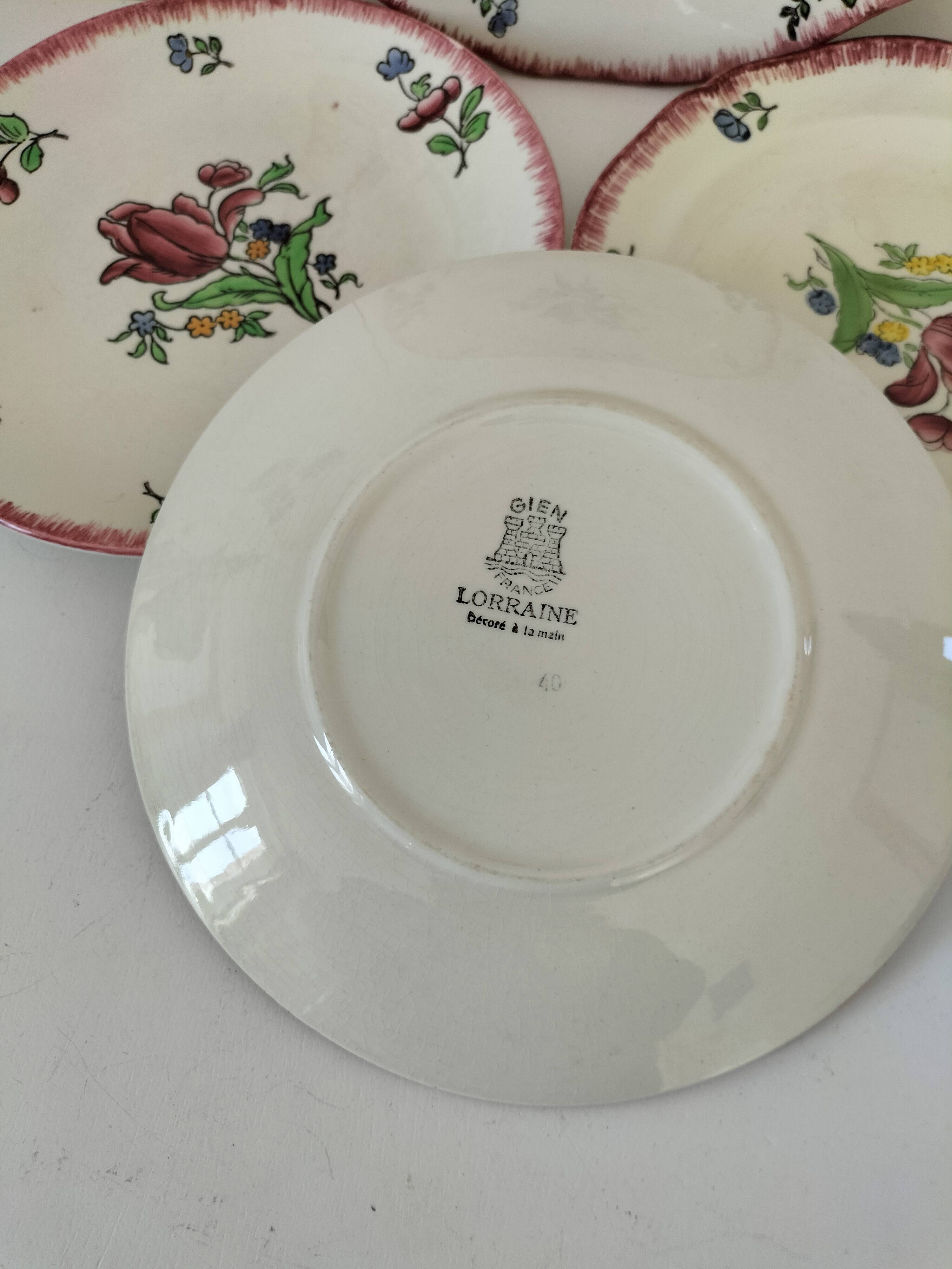 12 antique floral plates bistro & guest table style