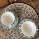 Ensemble de 2 bols à bouillon et soucoupes verts ironstone England