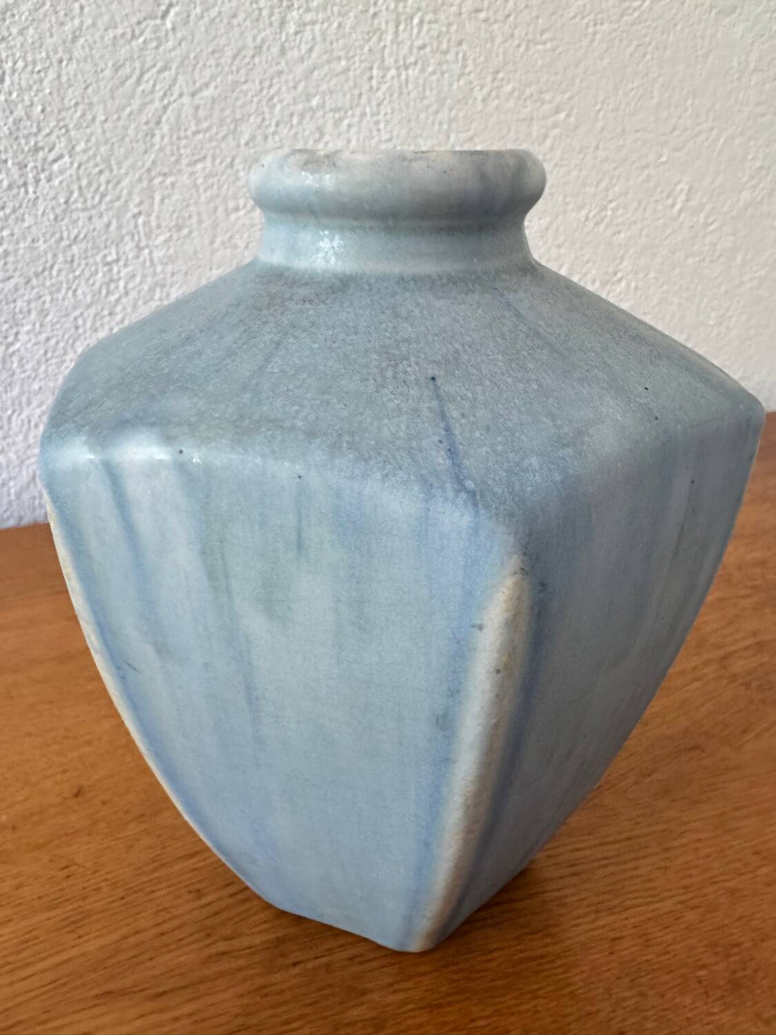 Sky blue ceramic Art Deco vase