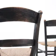 Set of 2 rustic French chairs with rush seats