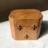 Jewelry box french craft work vintage 60 oak blond lily flower