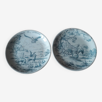 Faience plates by Gien Fables by Lafontaine