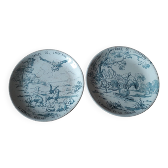 Faience plates by Gien Fables by Lafontaine