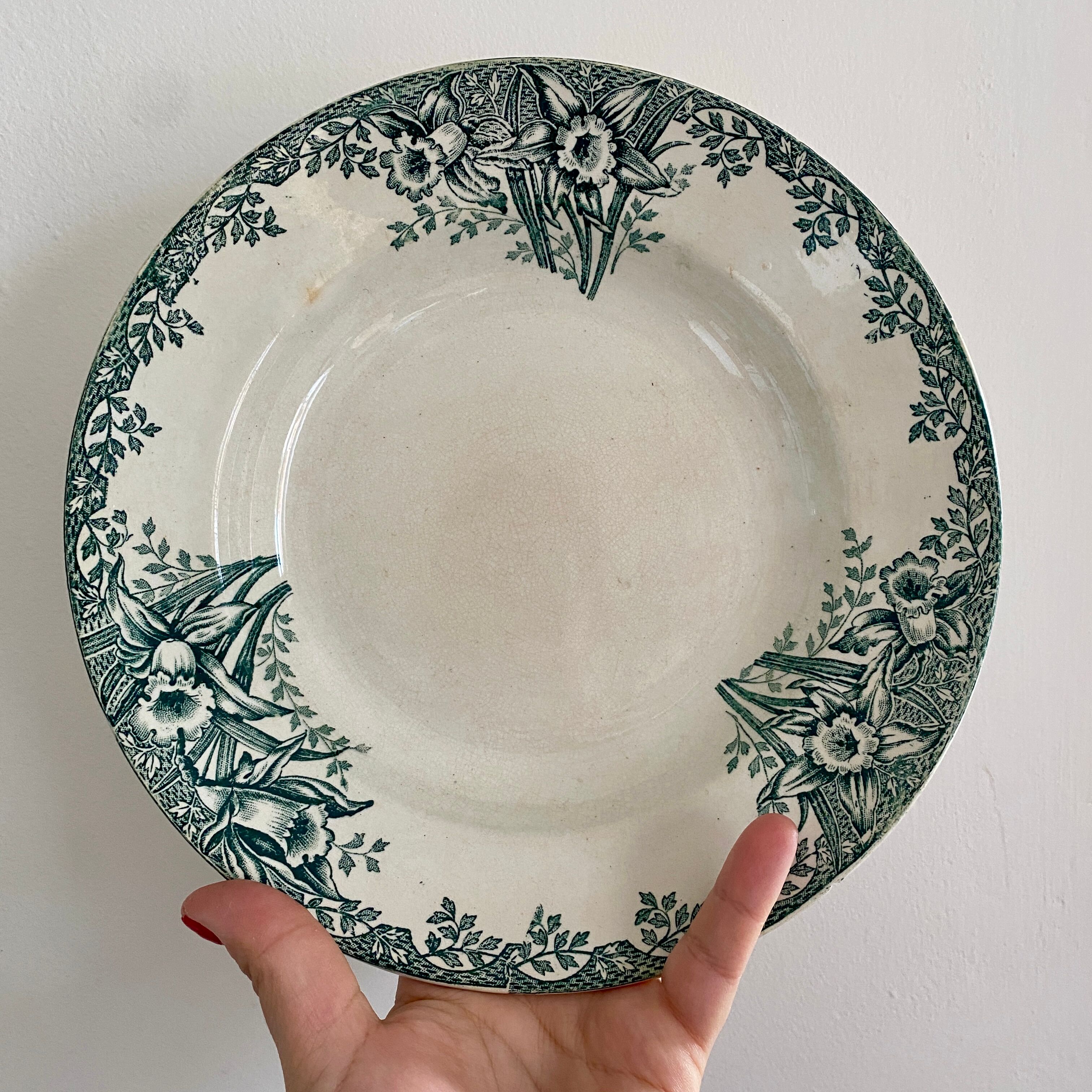 Lor of 6 vintage hollow plates in iron earth, mismatched models