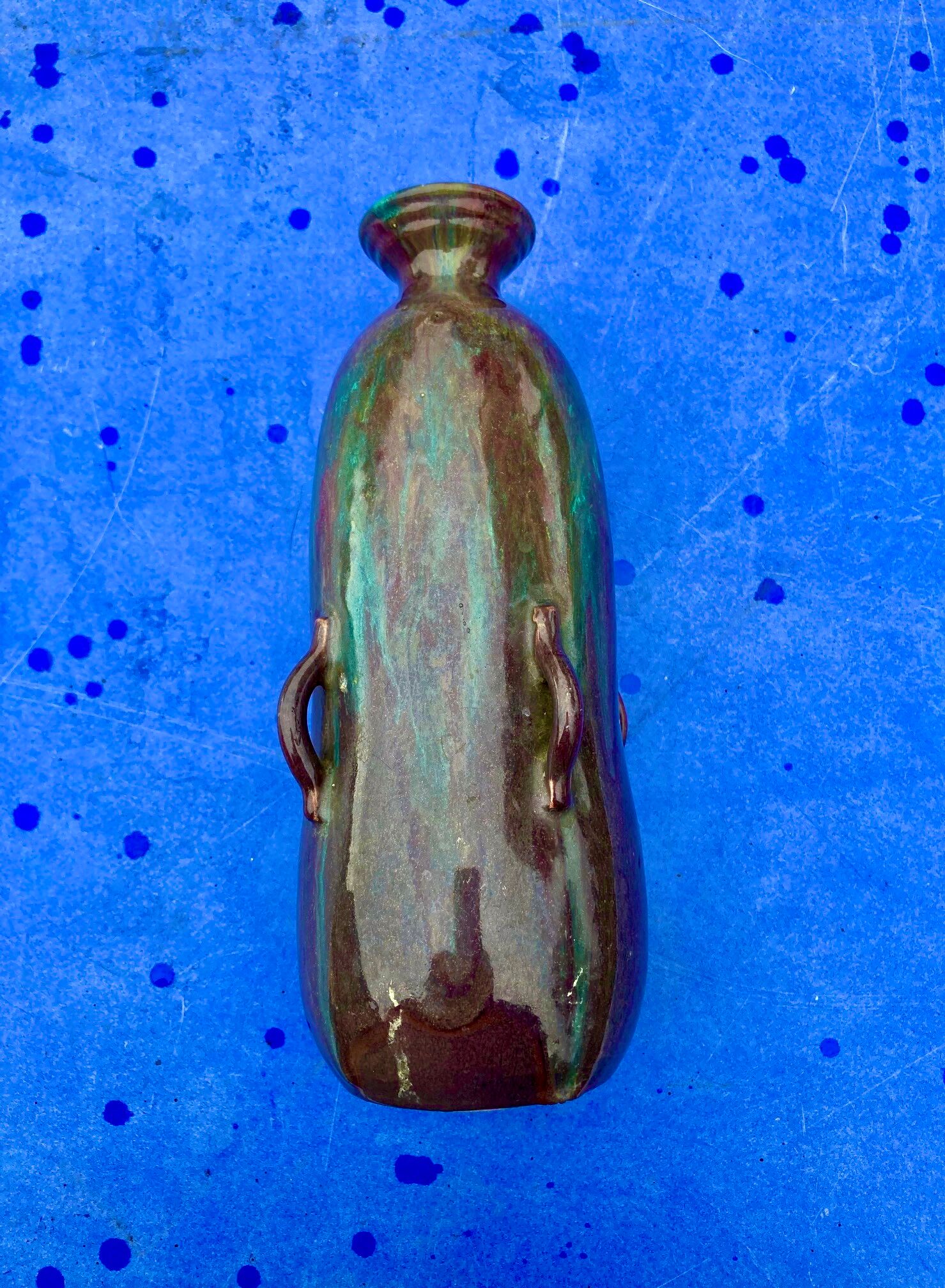 Vase coloquinte art deco in stoneware signed primavera n° 3501