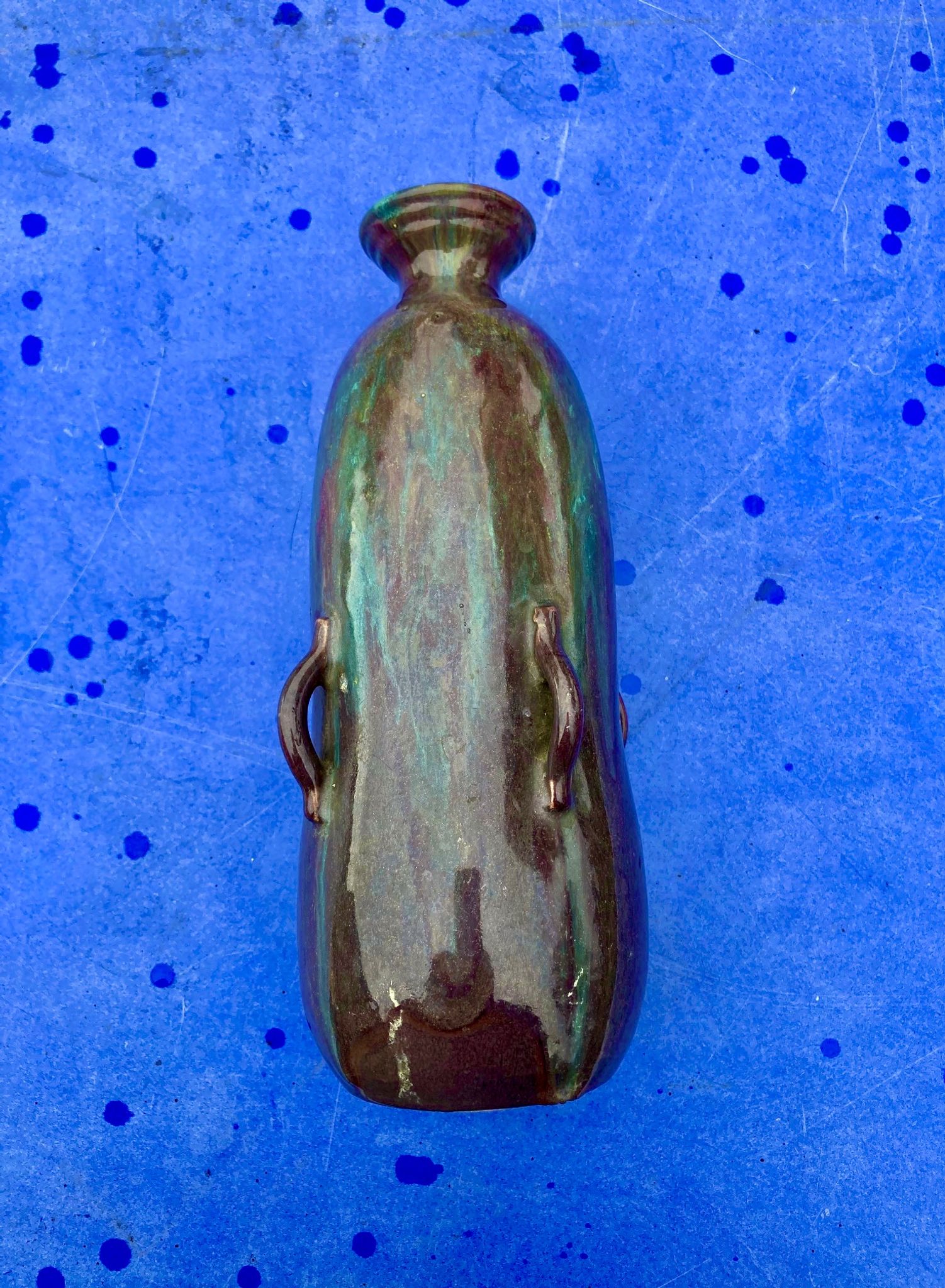 Vase coloquinte art deco in stoneware signed primavera n° 3501