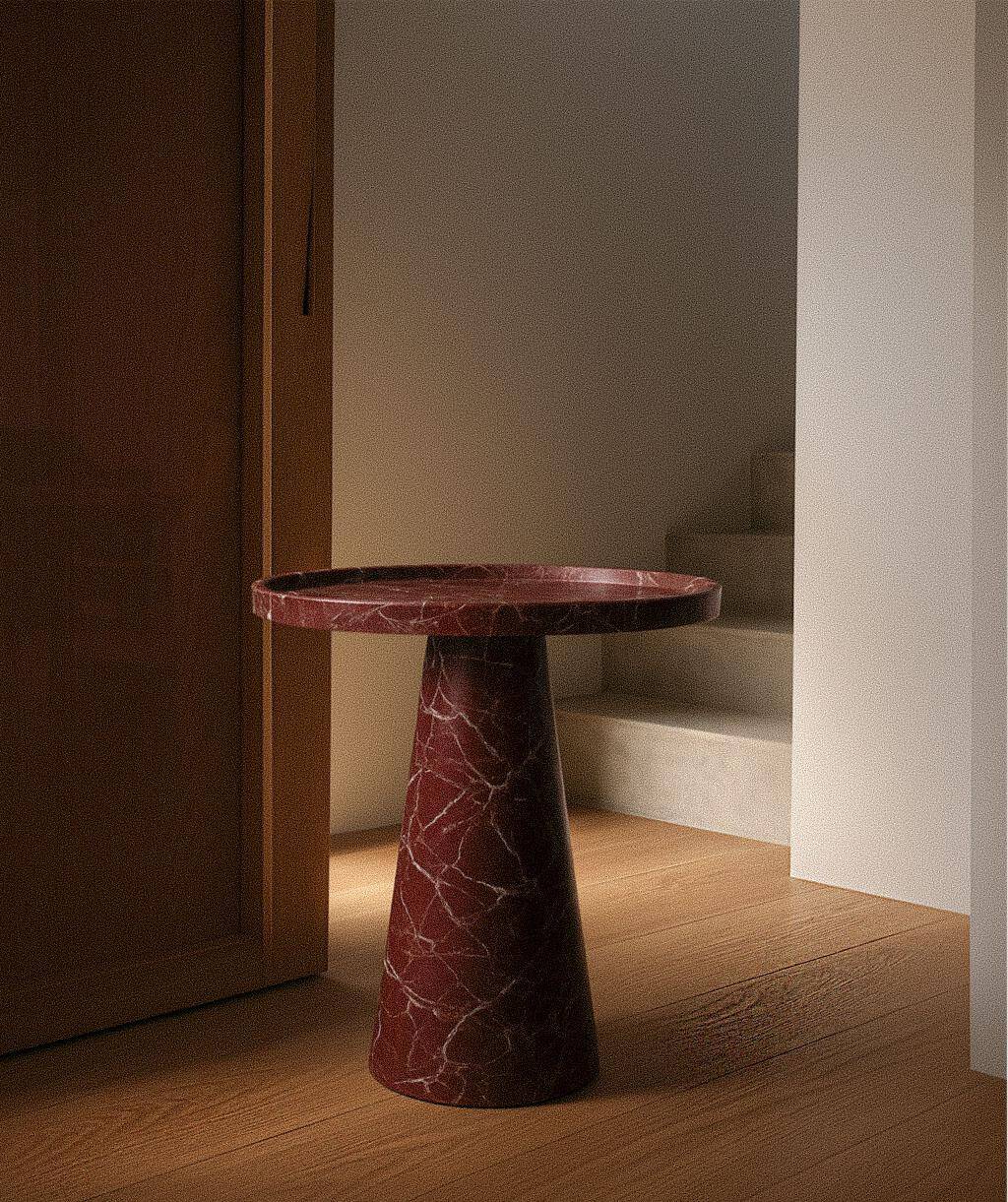 Side table in Rosso Levanto marble
